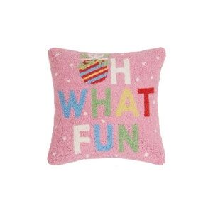 NWT ‘Oh What Fun’ Holiday Hooked Pillow